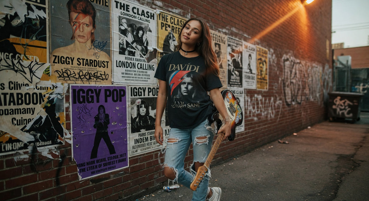 David Bowie t-shirt lifestyle photo — Band Shirts Australia