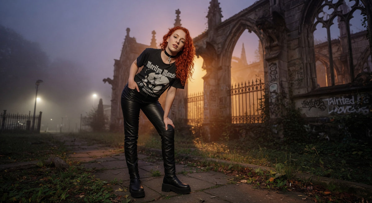 Marilyn Manson t-shirt lifestyle photo — Band Shirts Australia