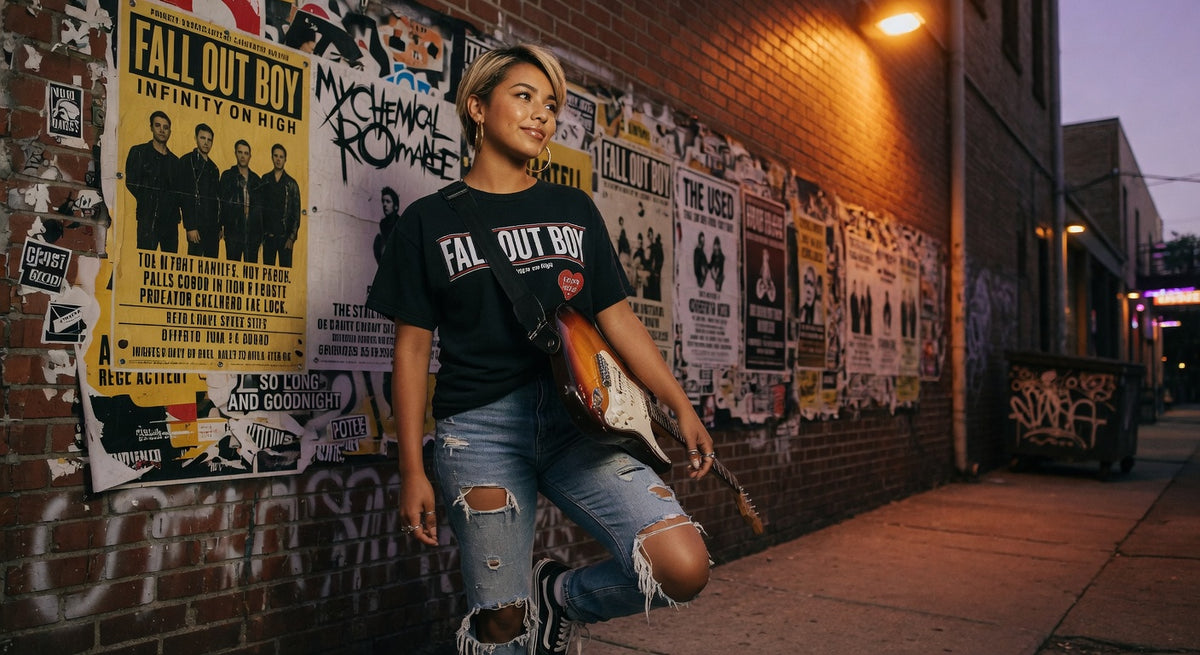 Fall Out Boy t-shirt lifestyle photo — Band Shirts Australia