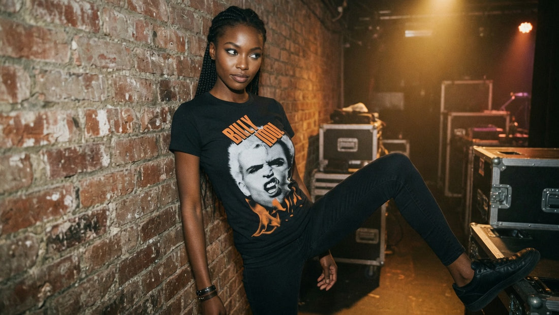 Billy Idol t-shirt lifestyle photo — Band Shirts Australia