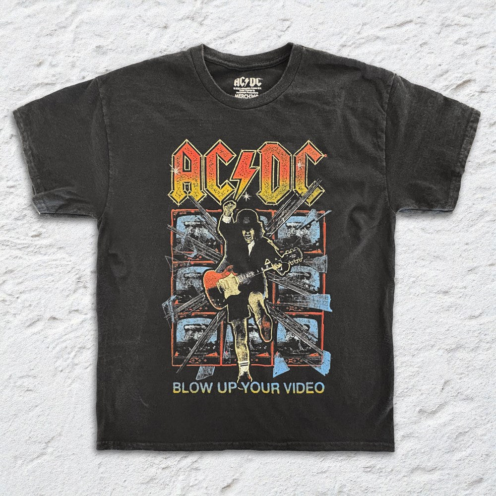 AC/DC Blow Up Your Video Illustrated T-Shirt – Black Vintage