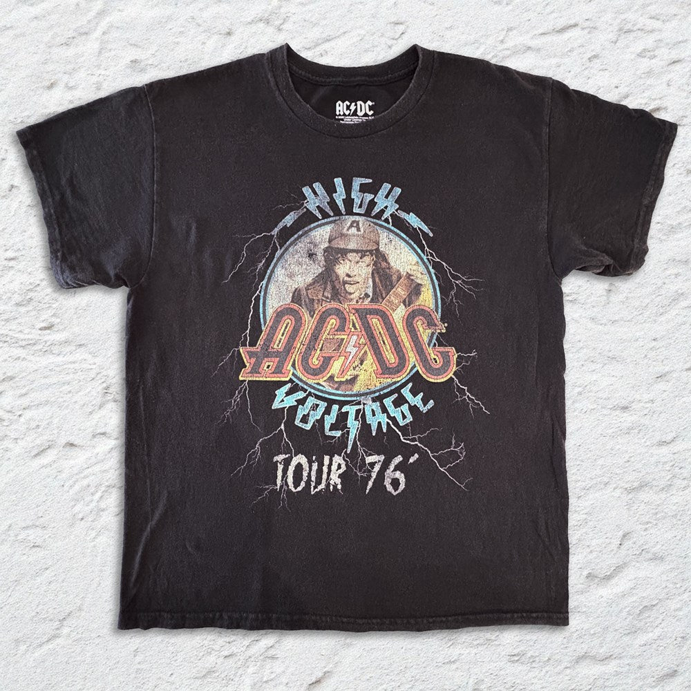 AC/DC - High Voltage Tour '76 - Black Vintage T-shirt