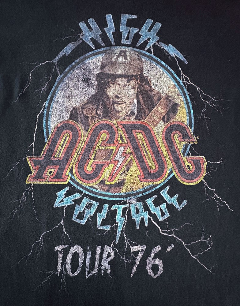 AC/DC - High Voltage Tour '76 - Black Vintage T-shirt