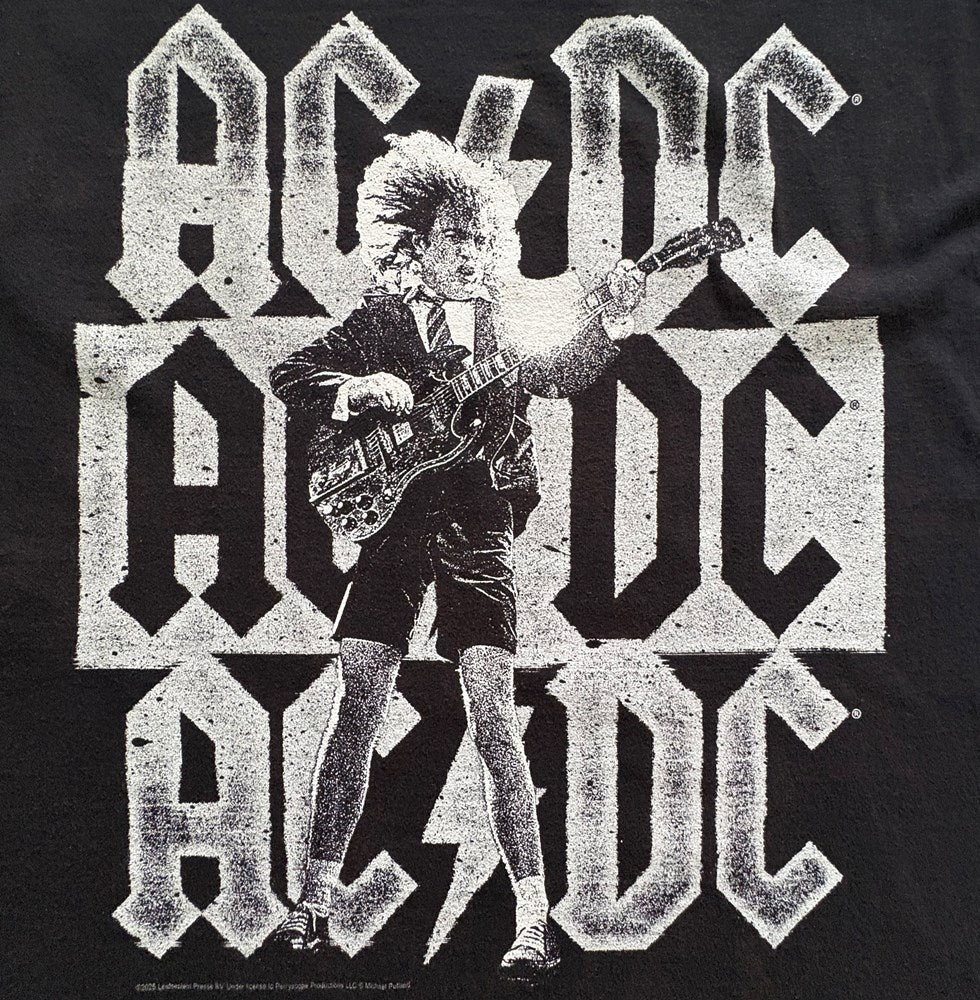 AC/DC Stacked Logos Vintage Logo T-Shirt – Black Vintage