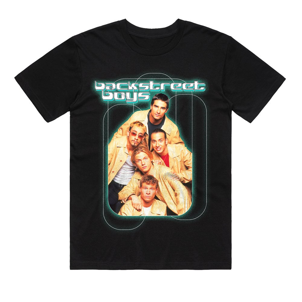 Backstreet Boys - Retro Green Glow - Black T-shirt
