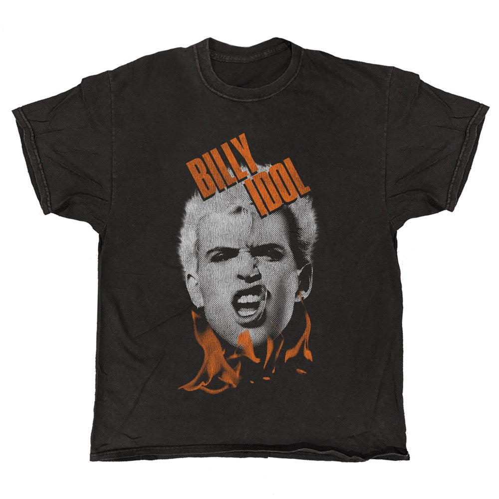 Billy Idol - Flaming Snarl - Black Vintage T-shirt