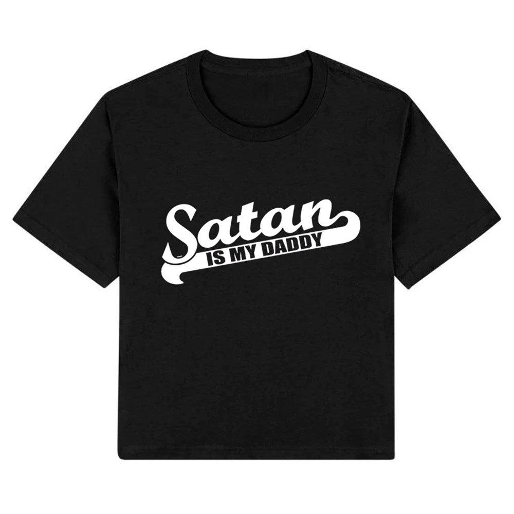 Blackcraft Satan Is My Daddy Crop Top – Black