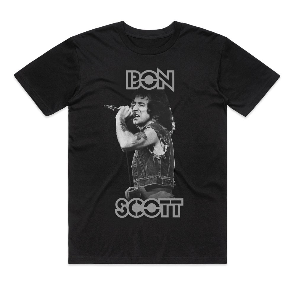 Bon Scott Torso Singing T-Shirt – Black