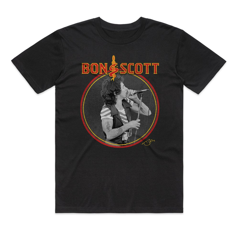 Bon Scott - Vic Park Circle - Black T-shirt