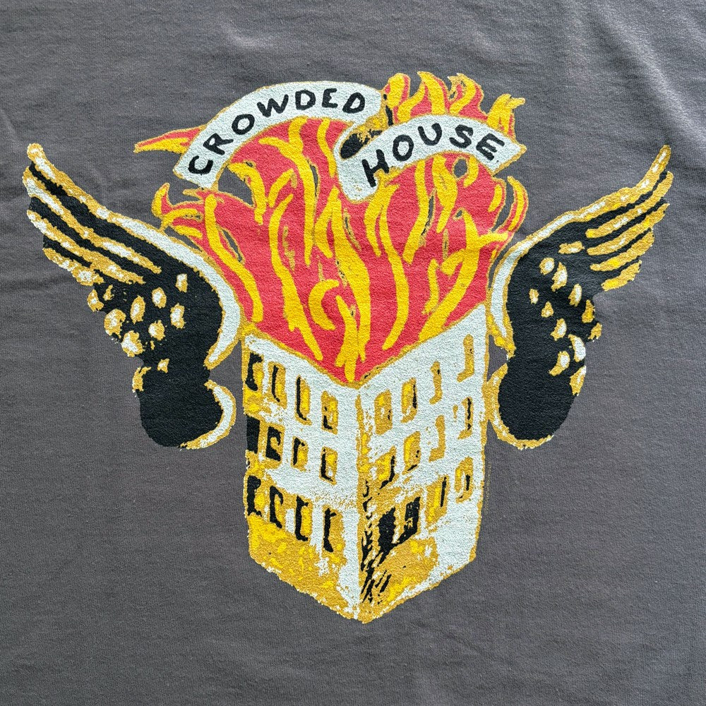Crowded House Flaming House Visual T-Shirt – Charcoal