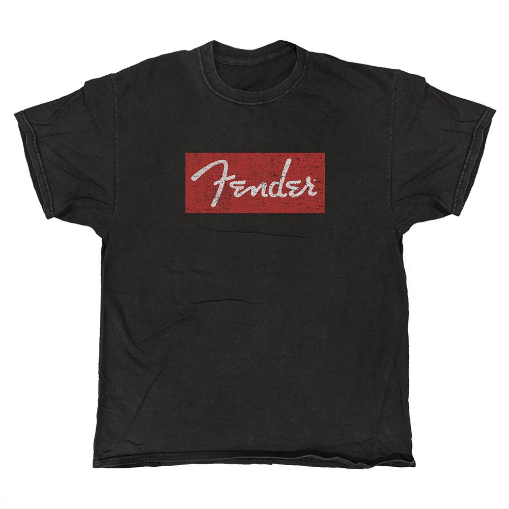 Fender Box Logo Minimal T-Shirt – Black Vintage