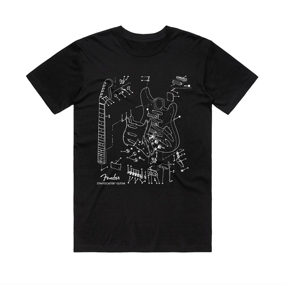 Fender Stratocaster Diagram Collector T-Shirt – Black