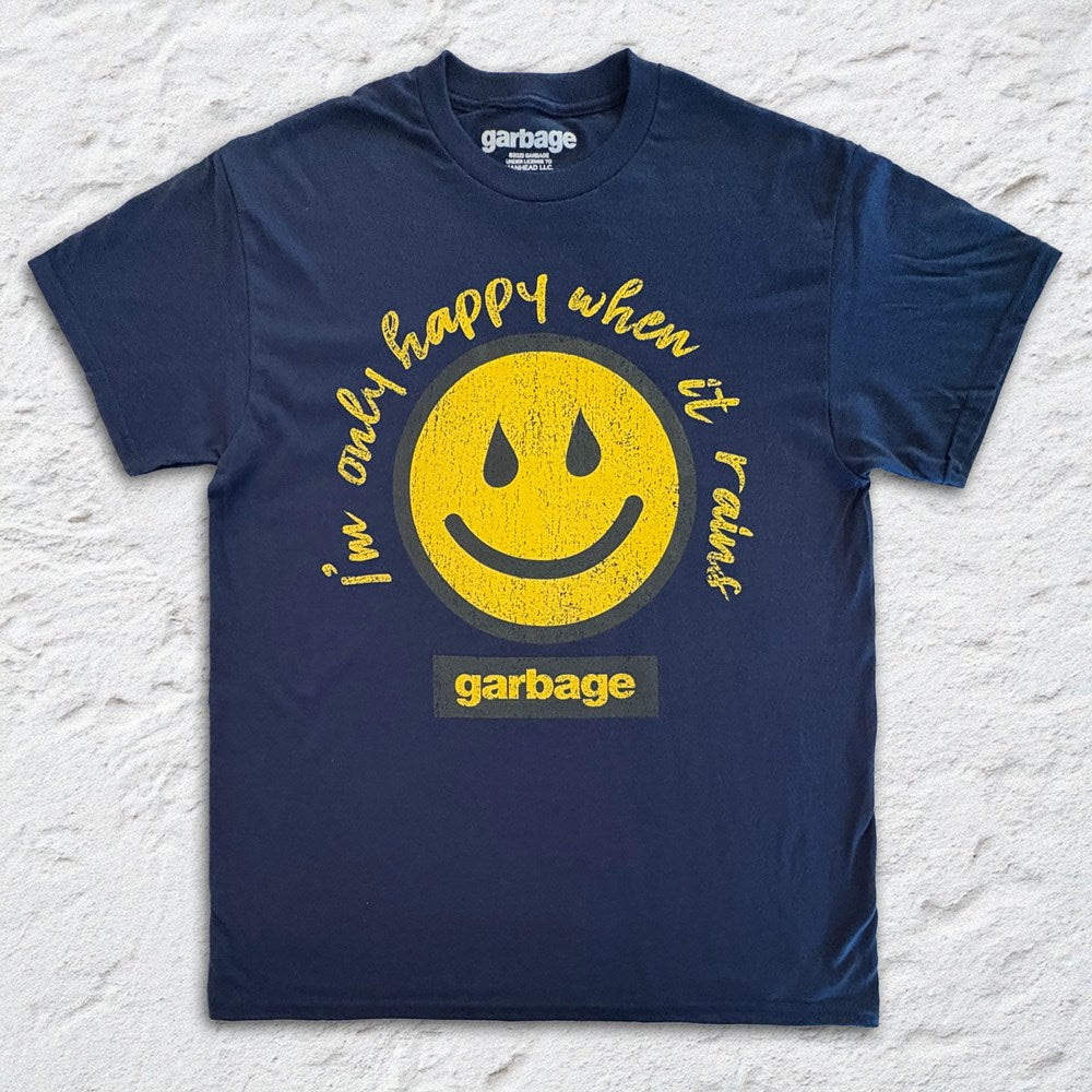 Garbage - I'm Only Happy When It Rains - Navy T-shirt