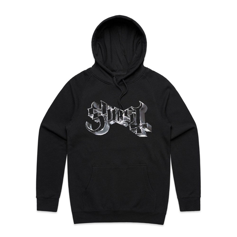 Ghost Chrome Logo Hoodie – Black