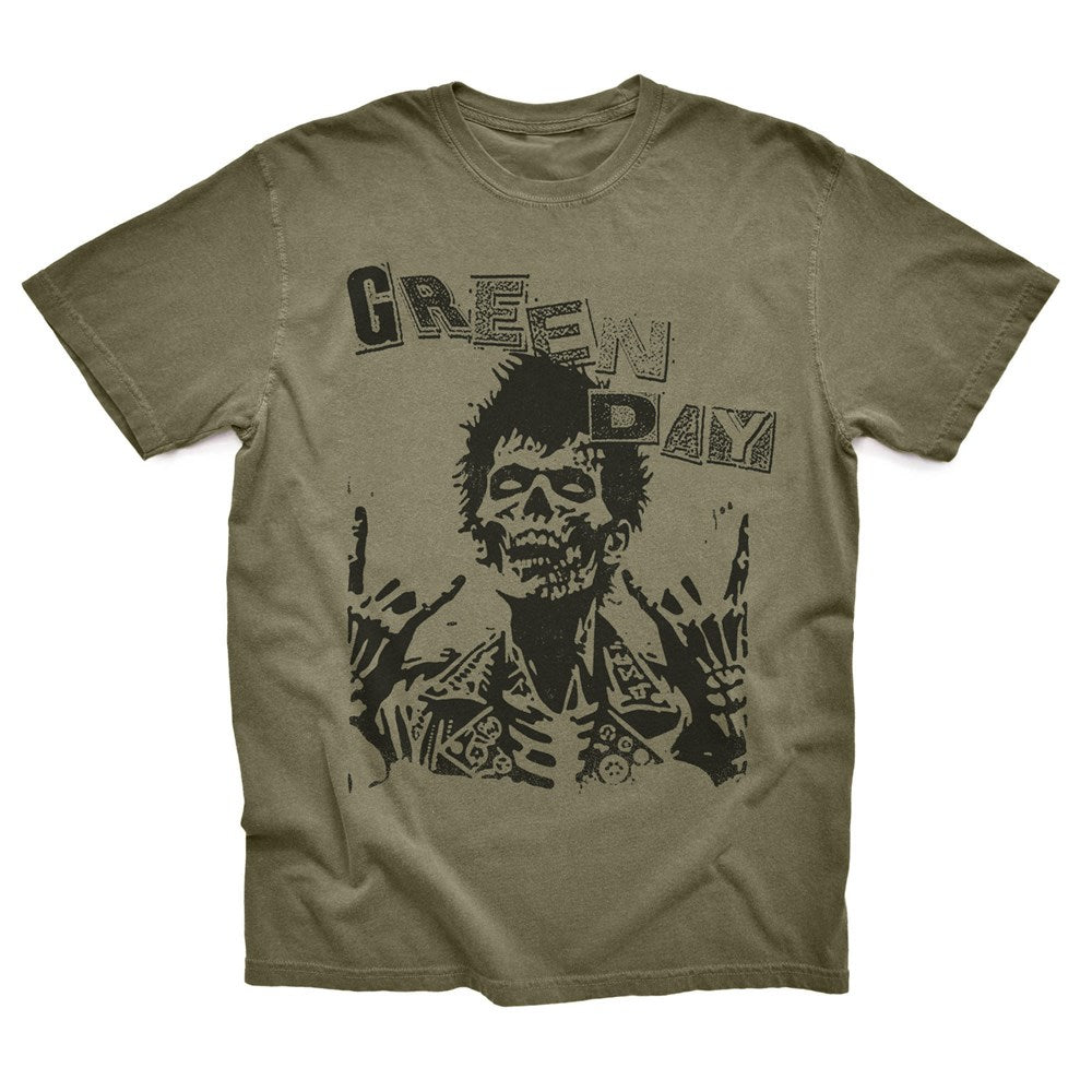 Green Day Skeleton Graphic T-Shirt – Faded Army