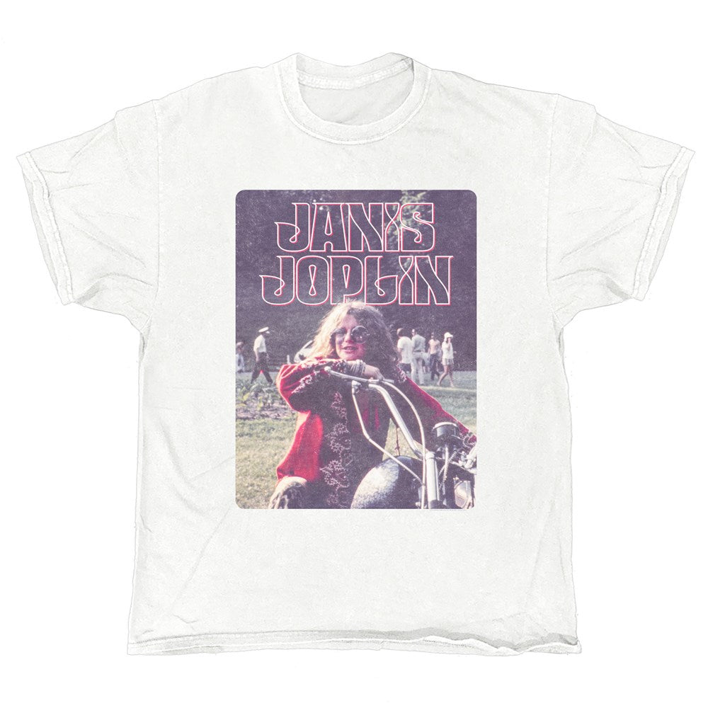 Janis Joplin - Motorbike - White Vintage T-shirt