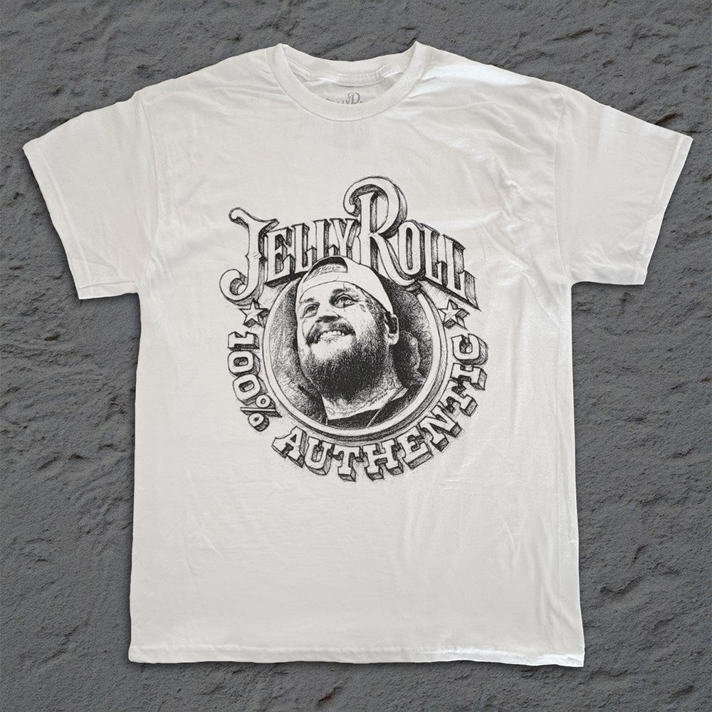 Jelly Roll - Authentic Sketched - White T-shirt