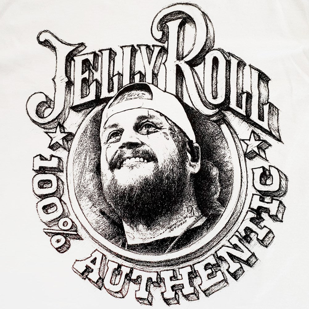Jelly Roll - Authentic Sketched - White T-shirt
