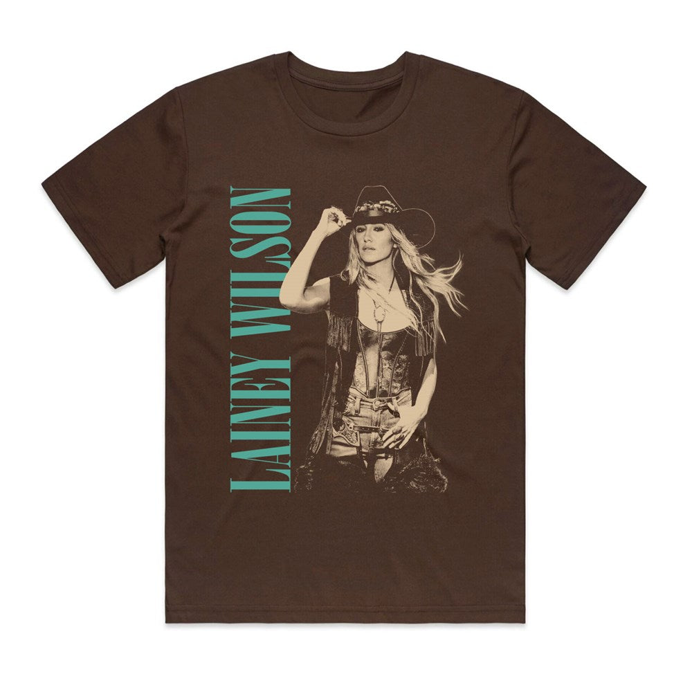 Lainey Wilson Hat Tip T-Shirt – Dark Brown