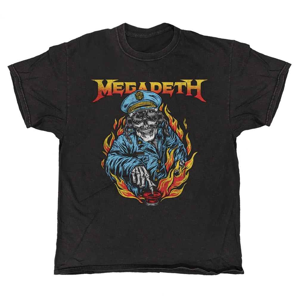 Megadeth Vic Flames Artwork T-Shirt – Black Vintage