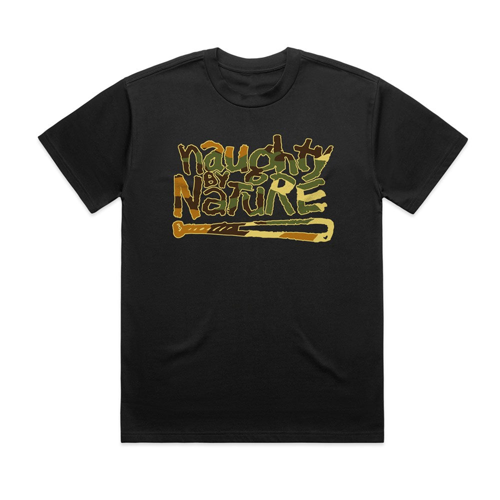 Naughty By Nature Camo Logo T-Shirt – Black
