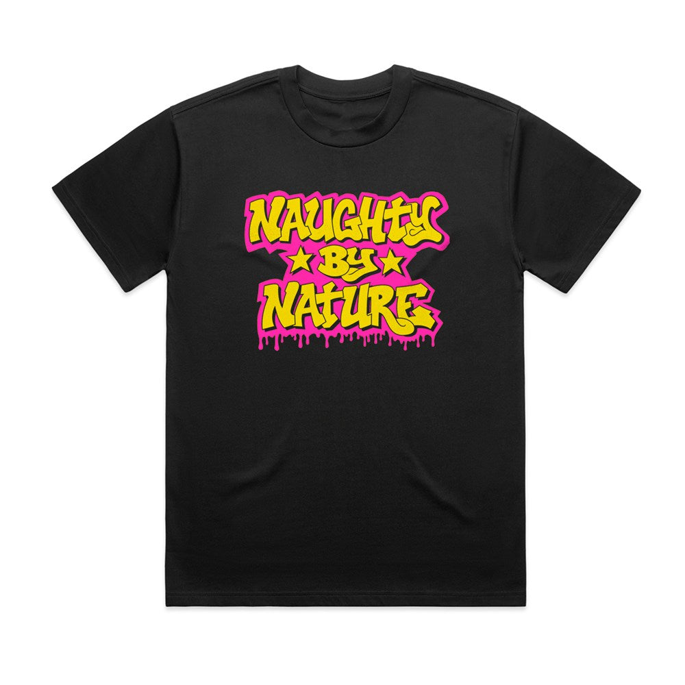 Naughty By Nature Neon Drip T-Shirt – Black
