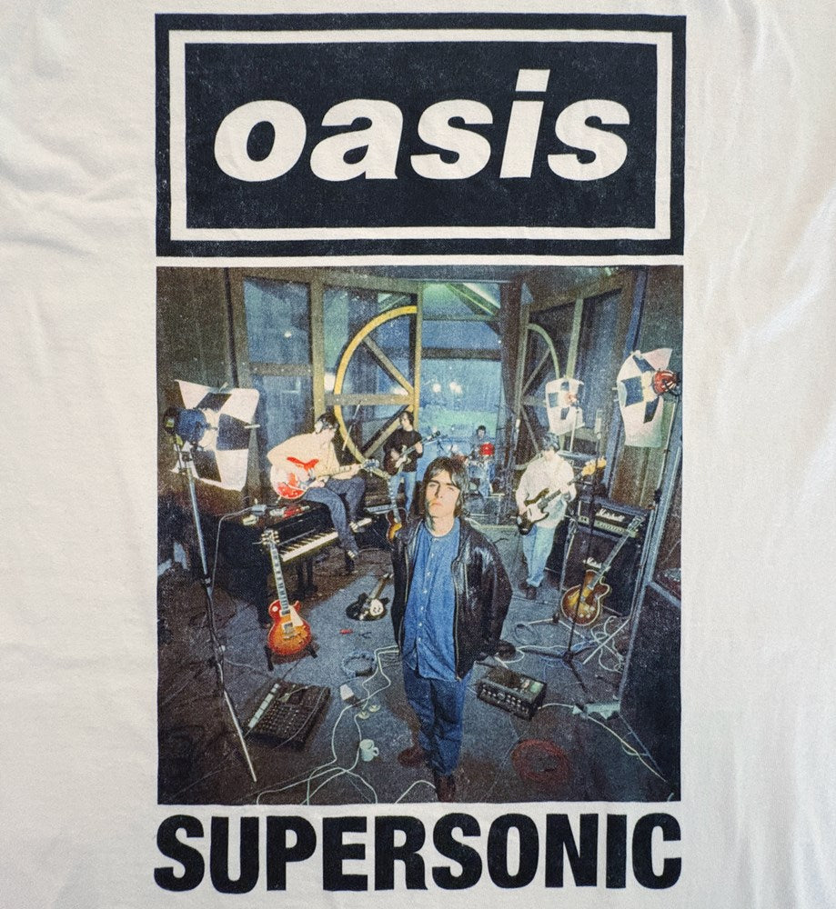 Oasis - Supersonic Photo - White Vintage T-shirt