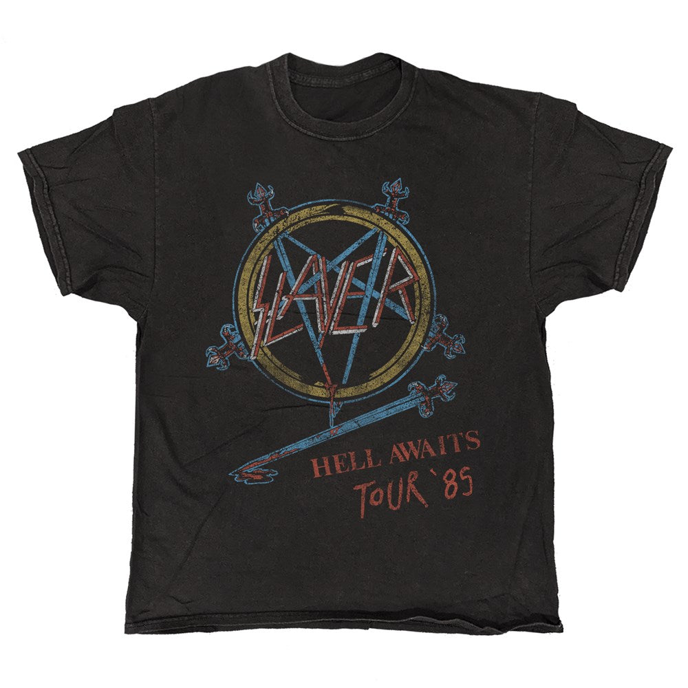 Slayer Hell Awaits 1985 Tour T-Shirt – Black Vintage