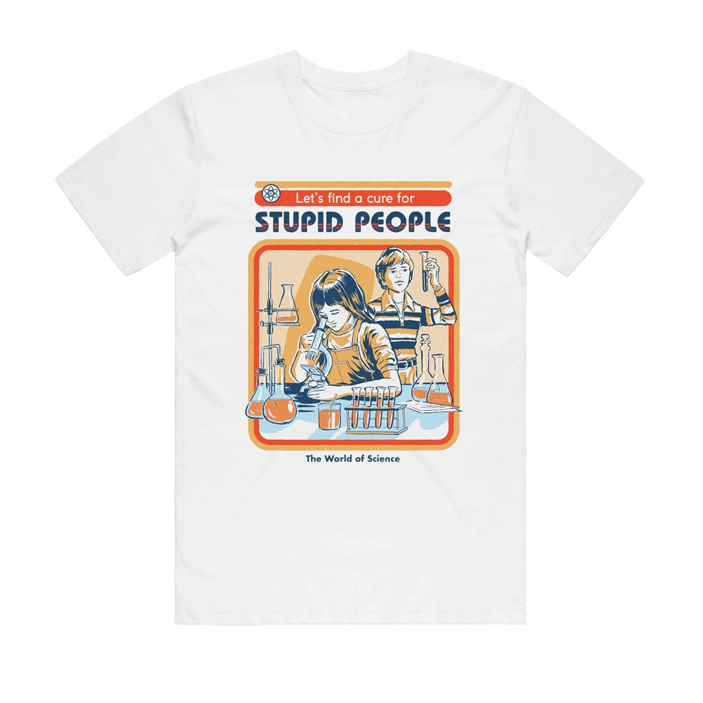 Steven Rhodes A Cure For Stupid People T-Shirt – White