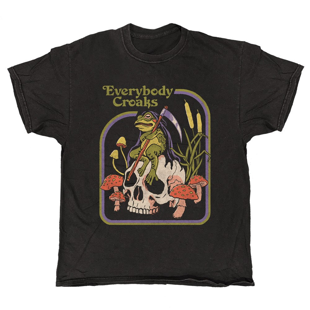 Steven Rhodes Everybody Croaks T-Shirt – Black Vintage