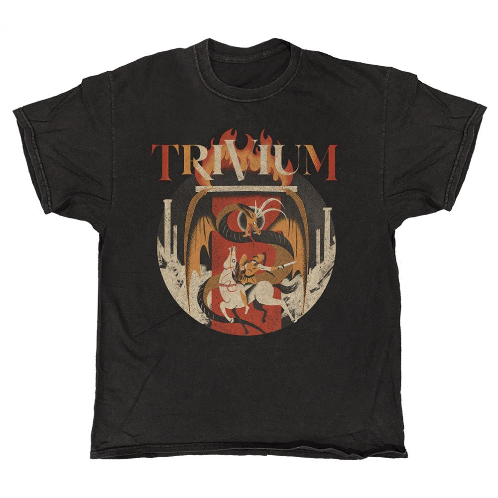 Trivium Knight Flames T-Shirt – Black Vintage