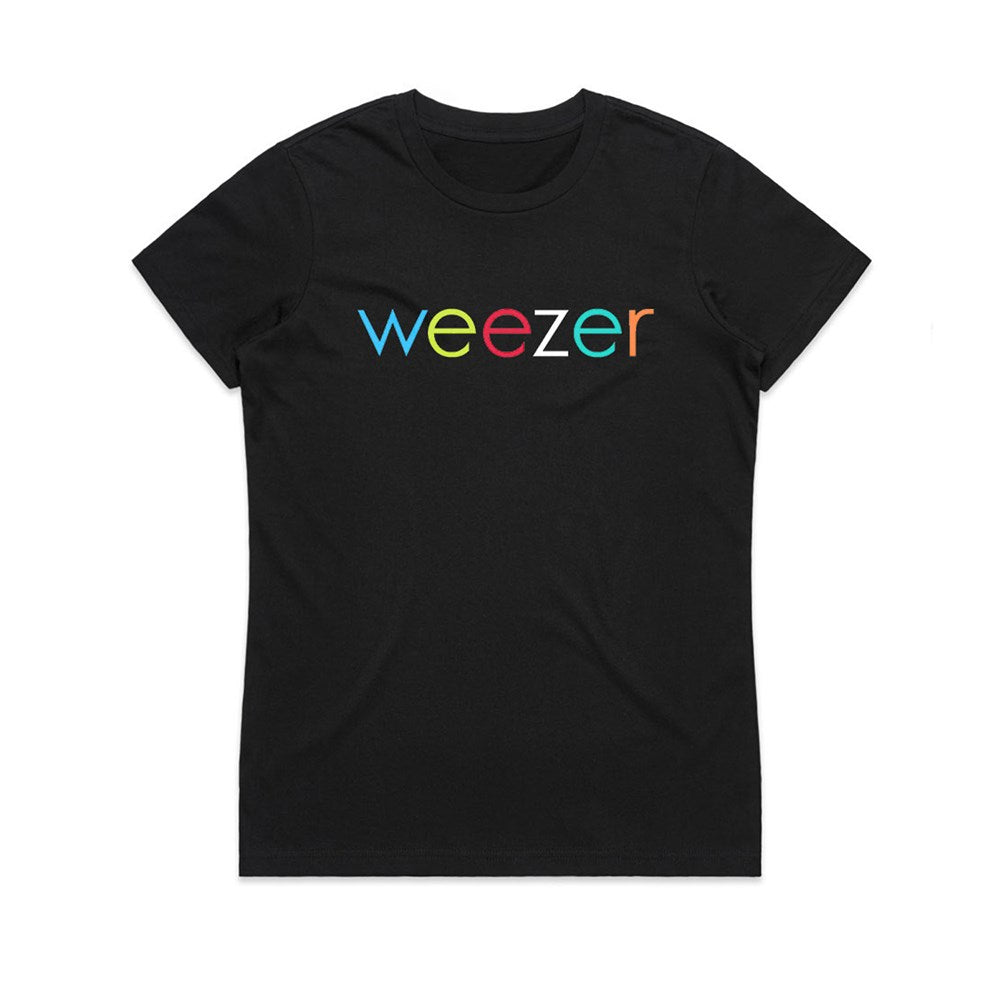 Weezer - Coloured Text - Ladies Black T-shirt