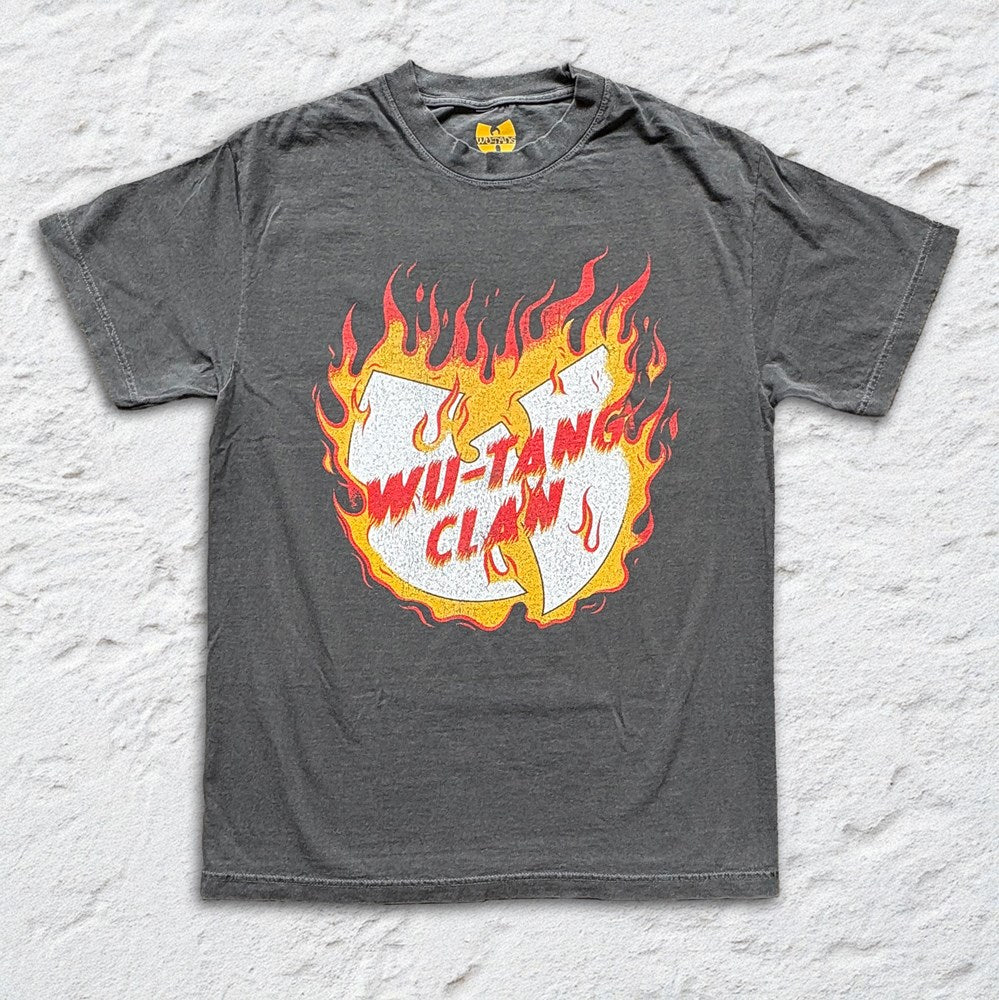 Wu-Tang Clan Flaming Logo T-Shirt – Faded Black