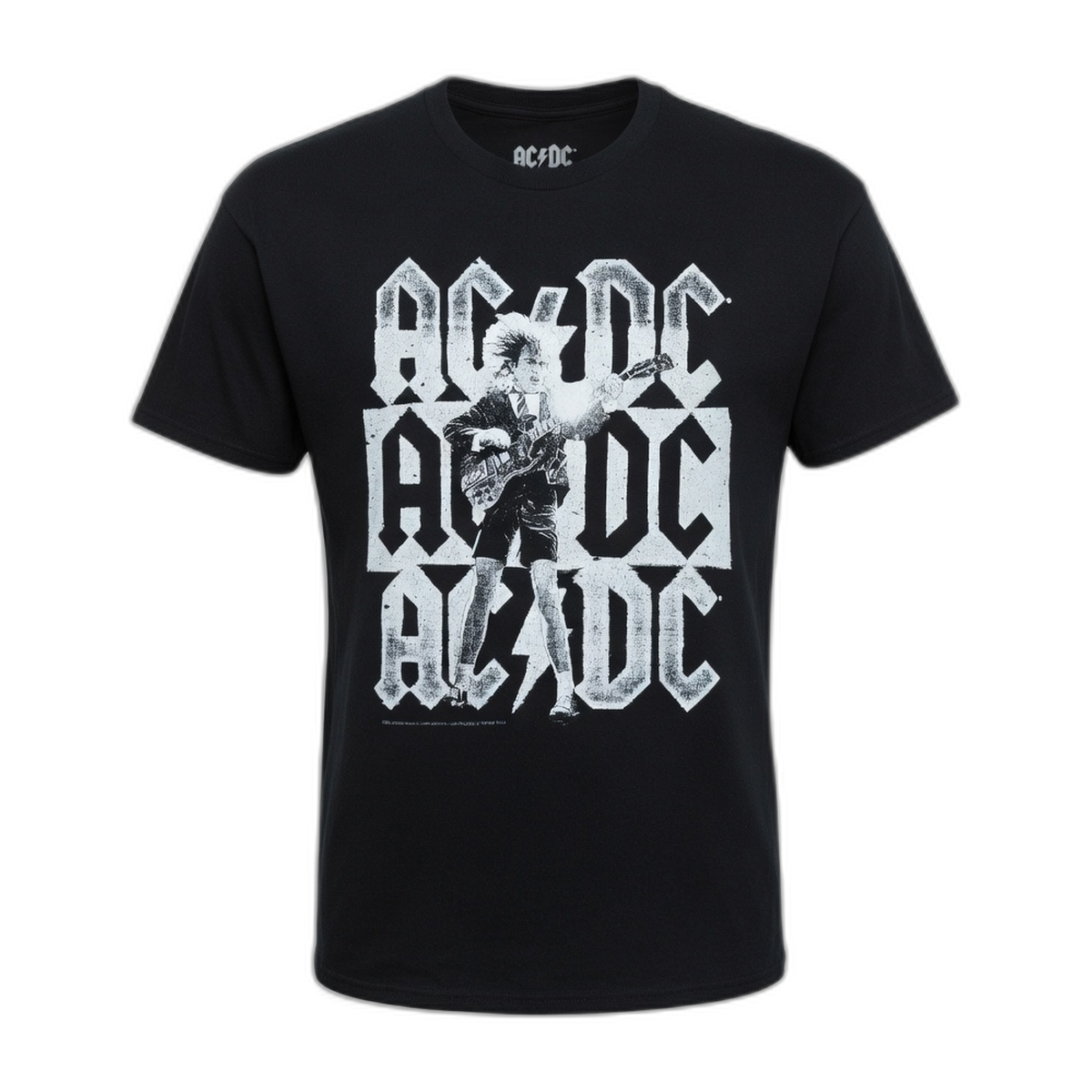 AC/DC Stacked Logos Vintage Logo T-Shirt – Black Vintage