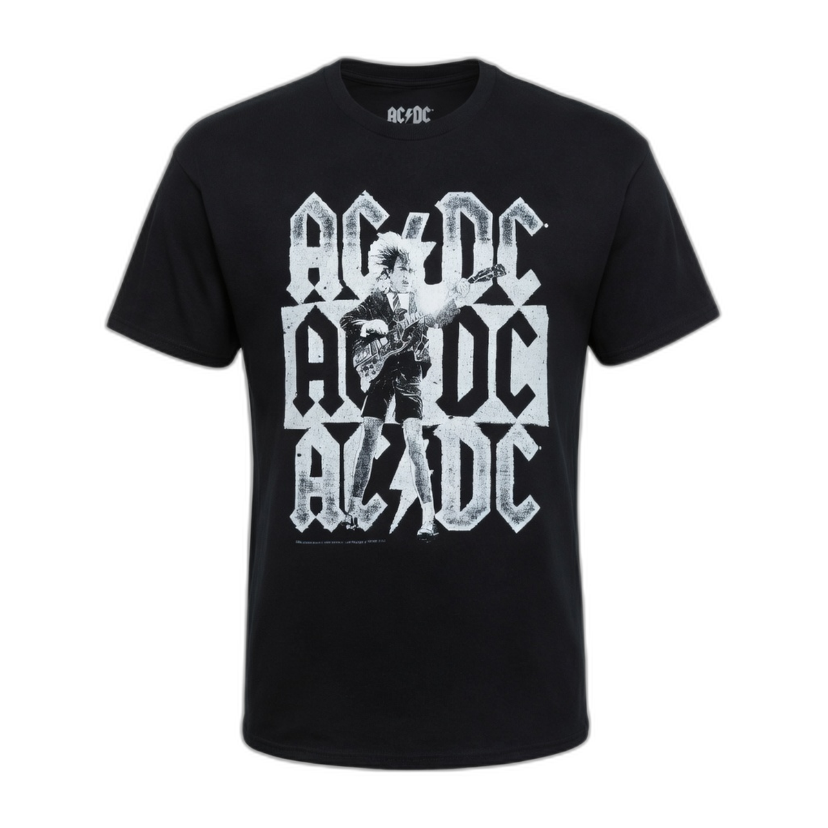 AC/DC Stacked Logos Vintage Logo T-Shirt – Black Vintage
