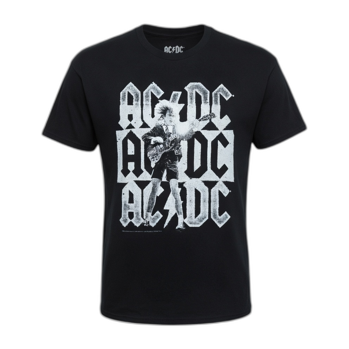 AC/DC Stacked Logos Vintage Logo T-Shirt – Black Vintage