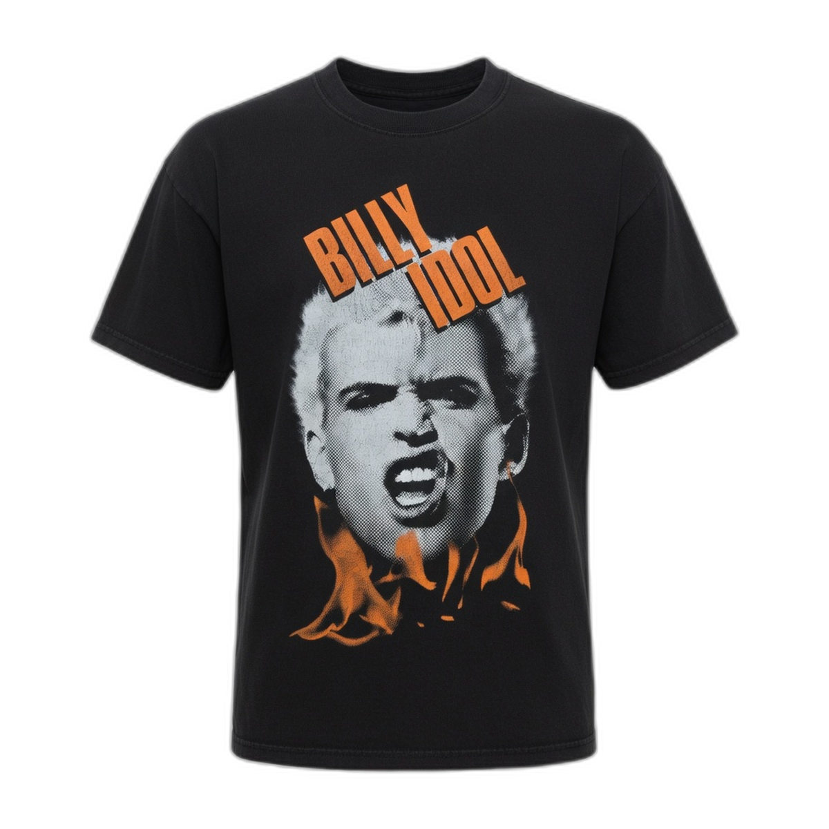 Billy Idol Flaming Snarl Vintage T-Shirt – Black Vintage