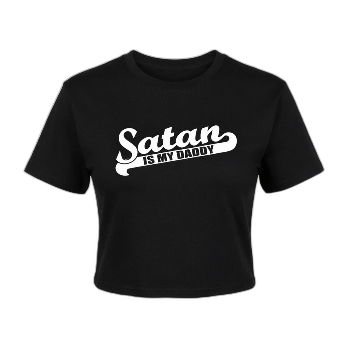 Blackcraft Satan Is My Daddy Crop Top – Black