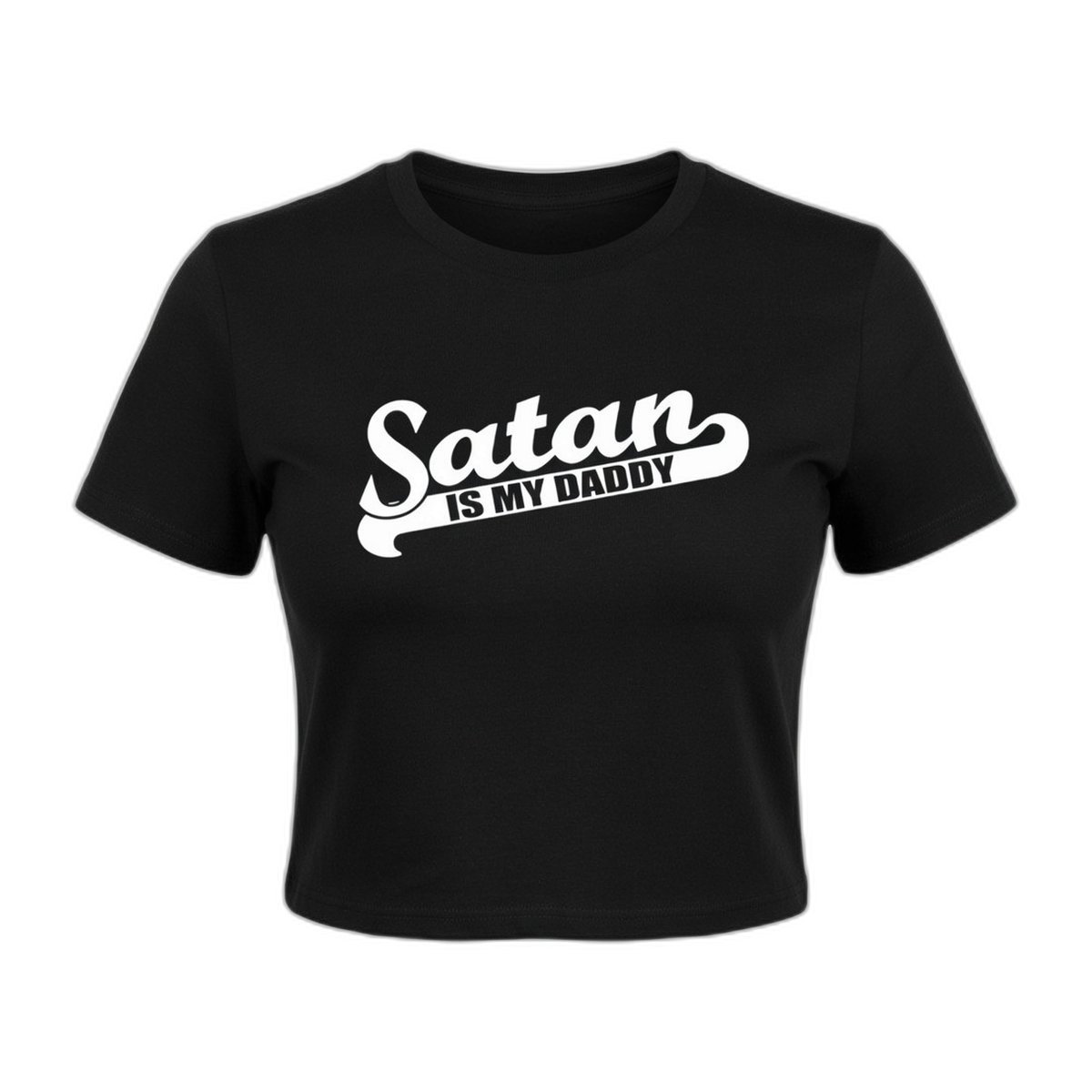 Blackcraft Satan Is My Daddy Crop Top – Black