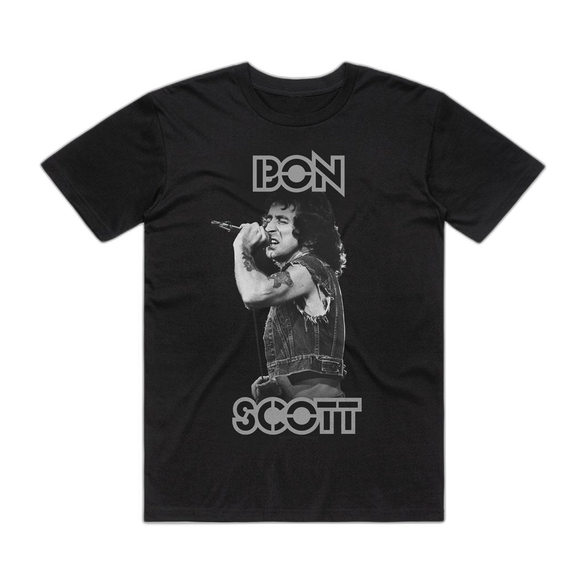 Bon Scott Torso Singing T-Shirt – Black