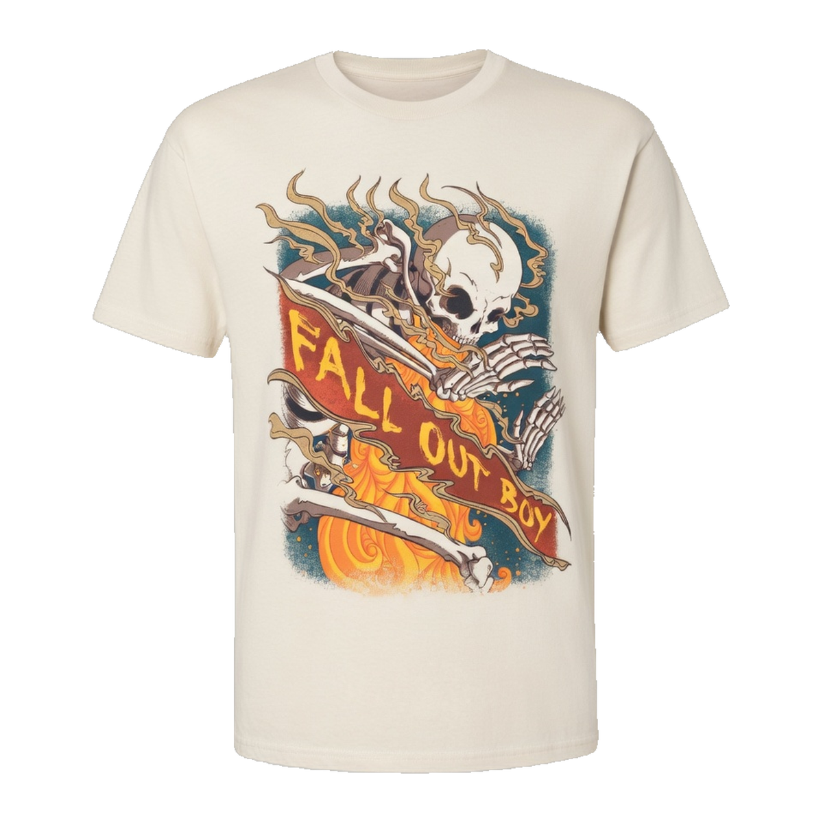 Fall Out Boy Skeleton Graphic T-Shirt – Natural