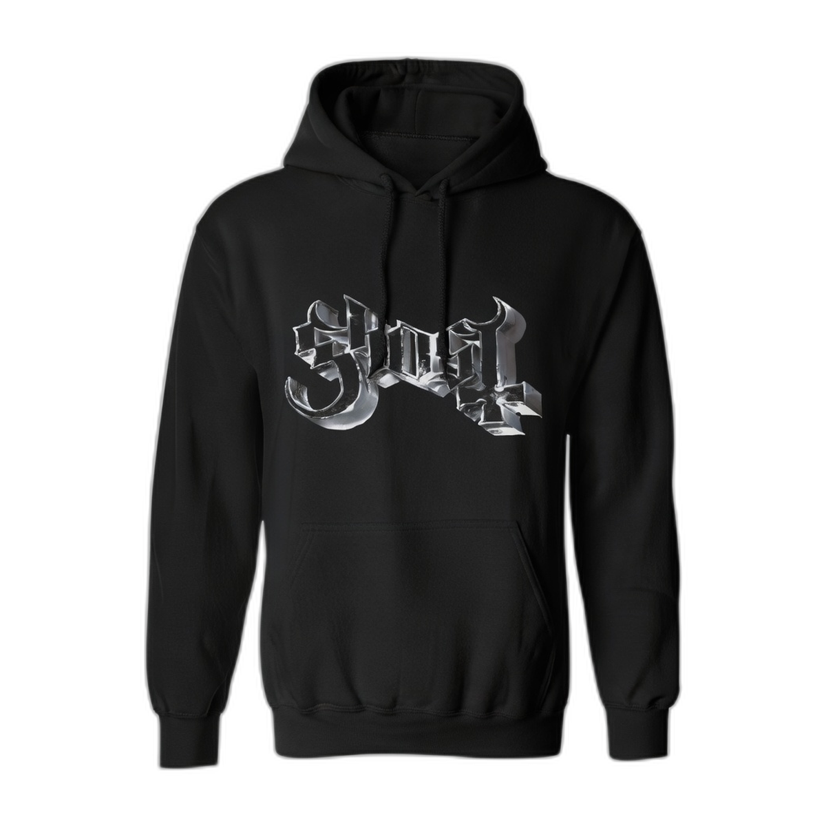 Ghost Chrome Logo Hoodie – Black