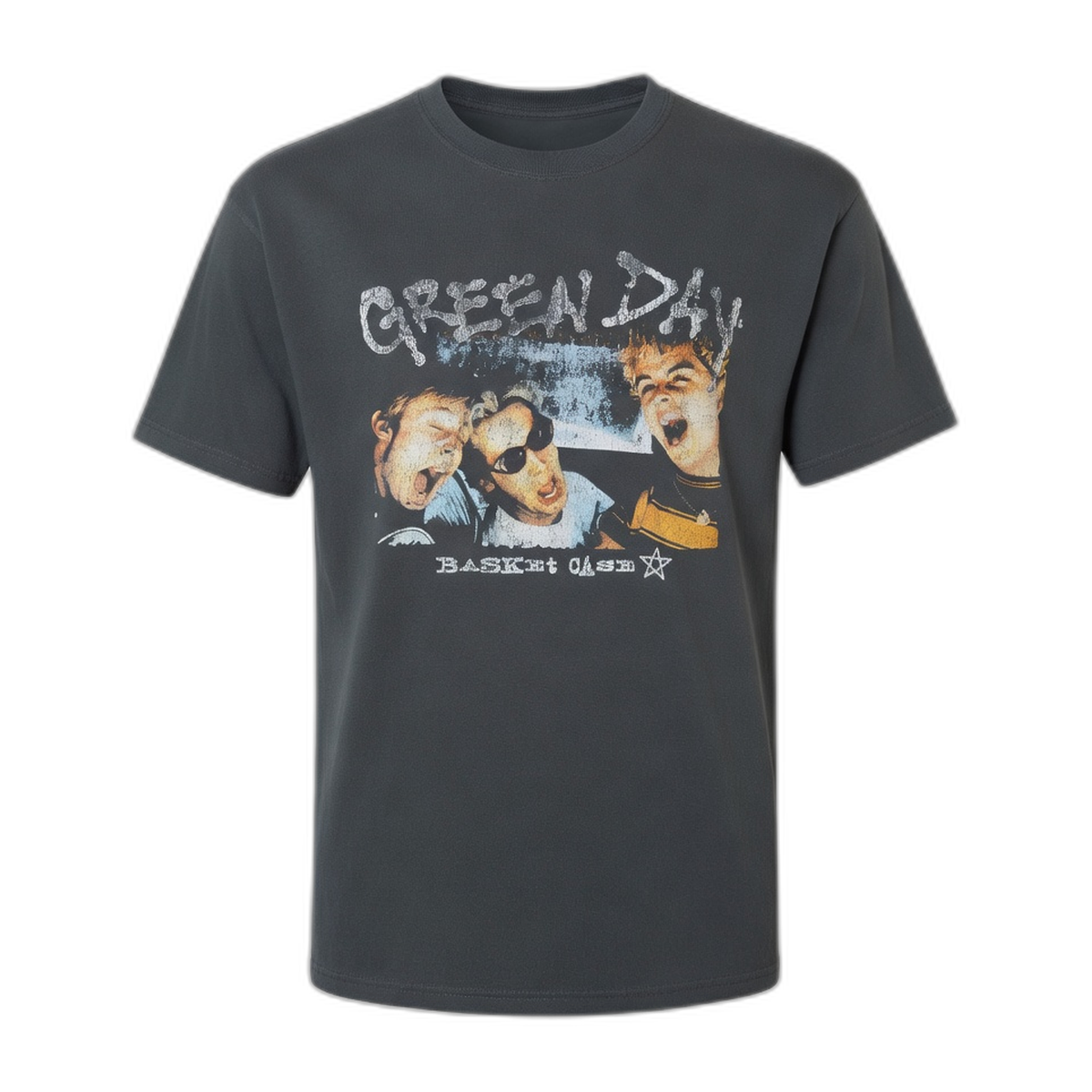 Green Day Basket Case Era T-Shirt – Faded Black