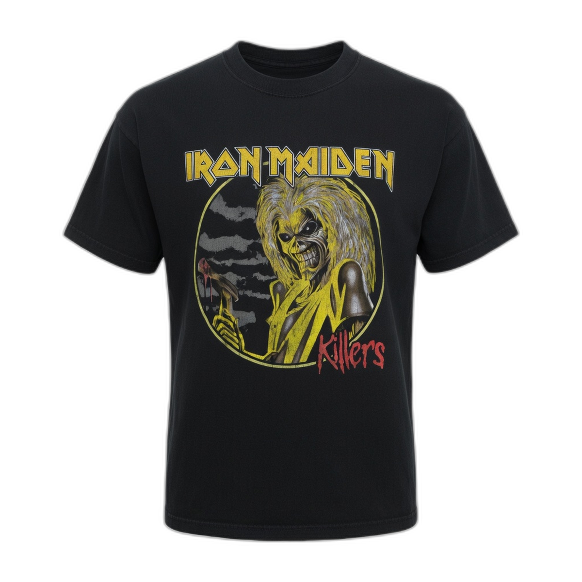 Iron Maiden Killers Recoloured Clouds Vintage T-Shirt – Black Vintage