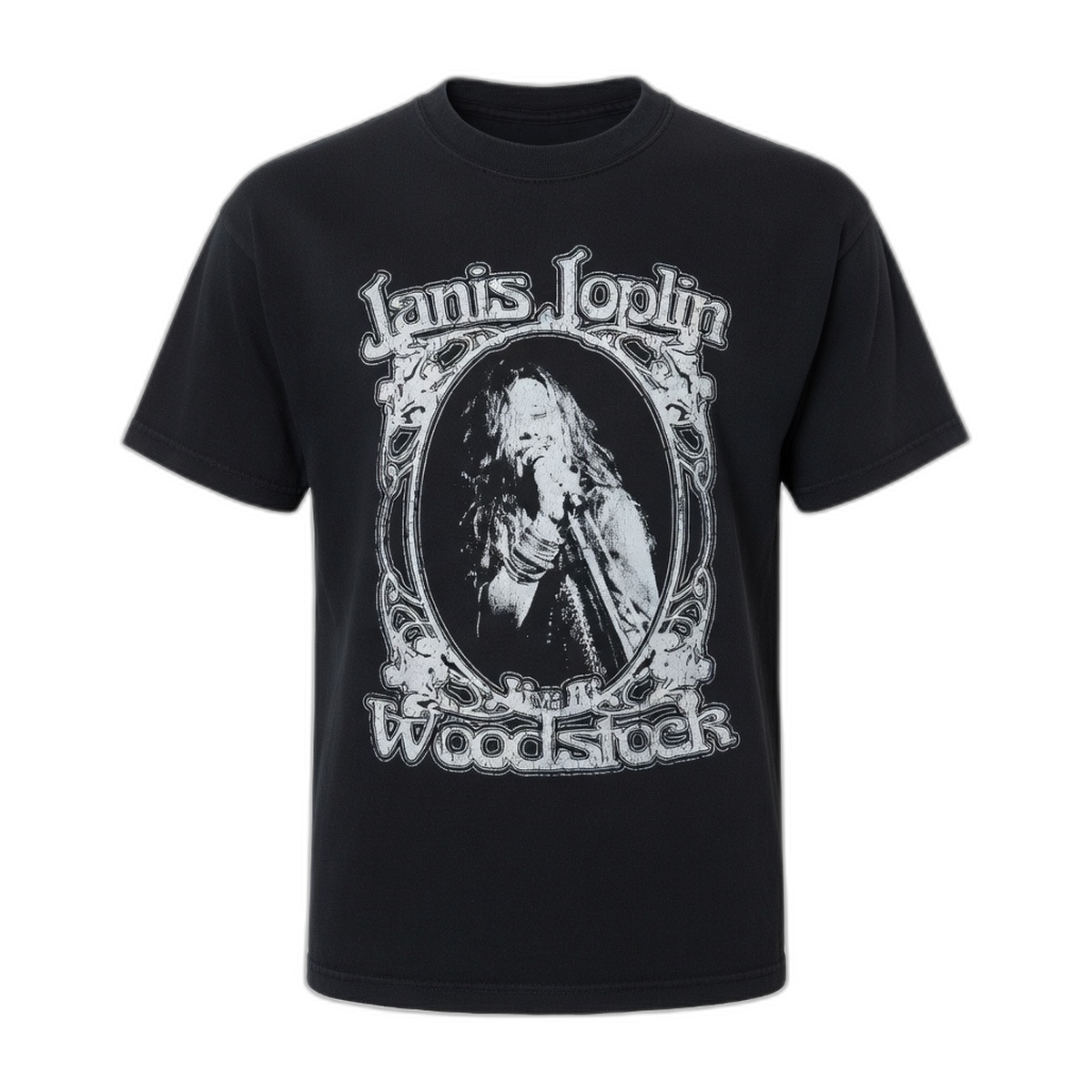 Janis Joplin Woodstock Vintage T-Shirt – Black