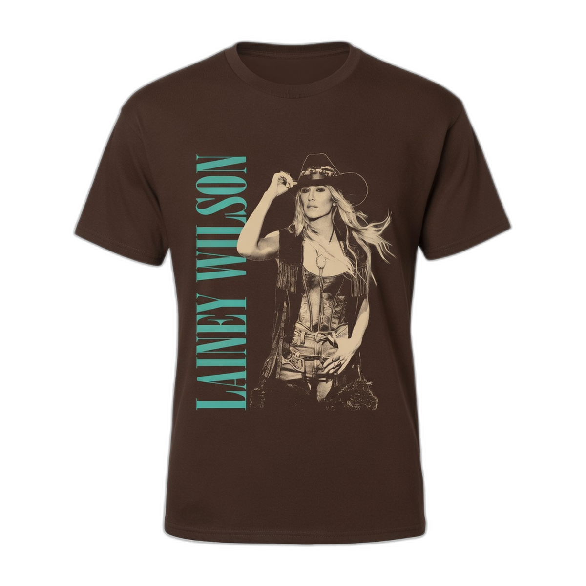 Lainey Wilson Hat Tip T-Shirt – Dark Brown