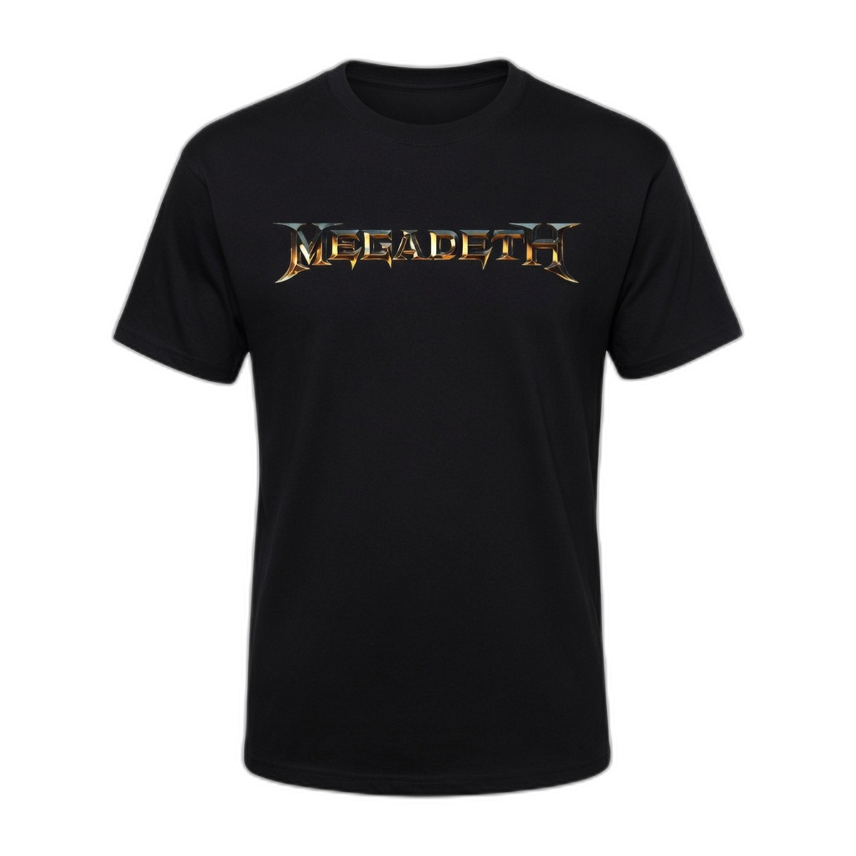 Megadeth Gold Bevel Logo T-Shirt – Black