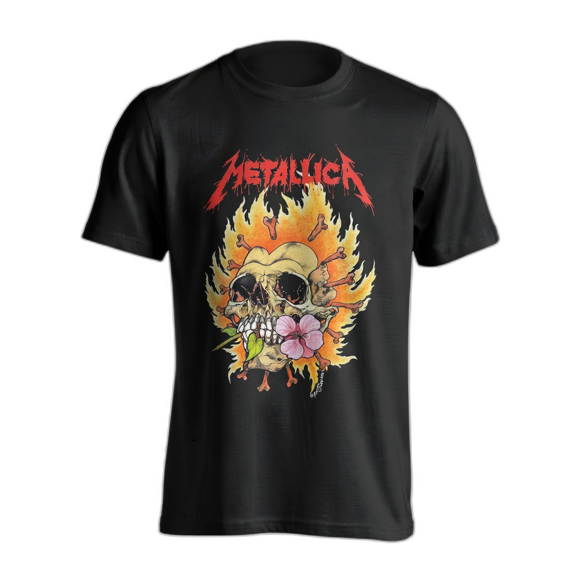 Metallica Pushead Flower Skull Women's T-Shirt – Black
