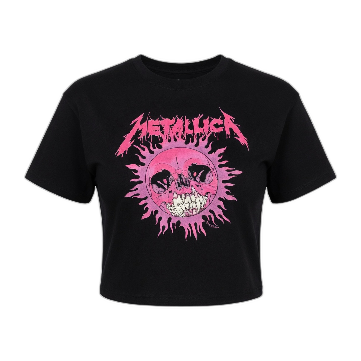 Metallica Pushead Pink Sun Women's Crop Top – Black