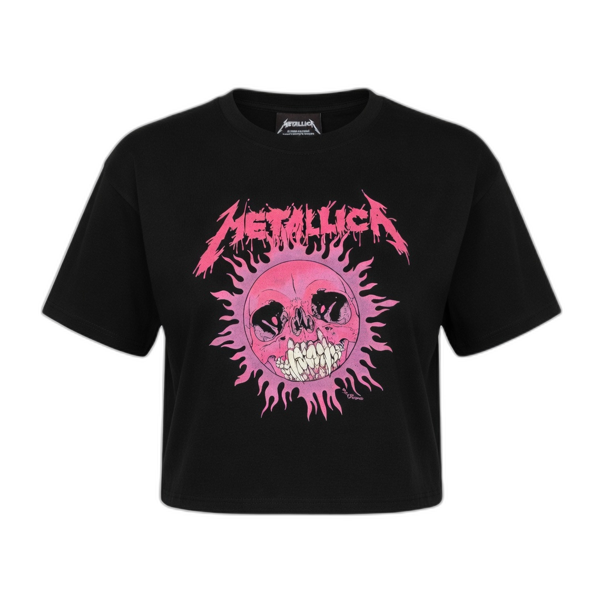 Metallica Pushead Pink Sun Women's Crop Top – Black